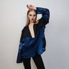 Transparent blazer see-through jacket going out coat fancy dress bomber catwalk blazer sheer glam rocker top satin varsity in blue black