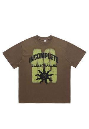 Surfer t-shirt tattoo print tee grunge sea top in brown