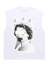 Queen print sleeveless t-shirt Eliza top grunge surfer vest