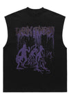 Monster print tank top surfer vest horror sleeveless t-shirt