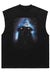 Raven print tank top surfer vest retro sleeveless t-shirt