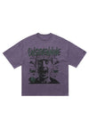 Psycho t-shirt crazy man tee psychedelic cartoon top purple