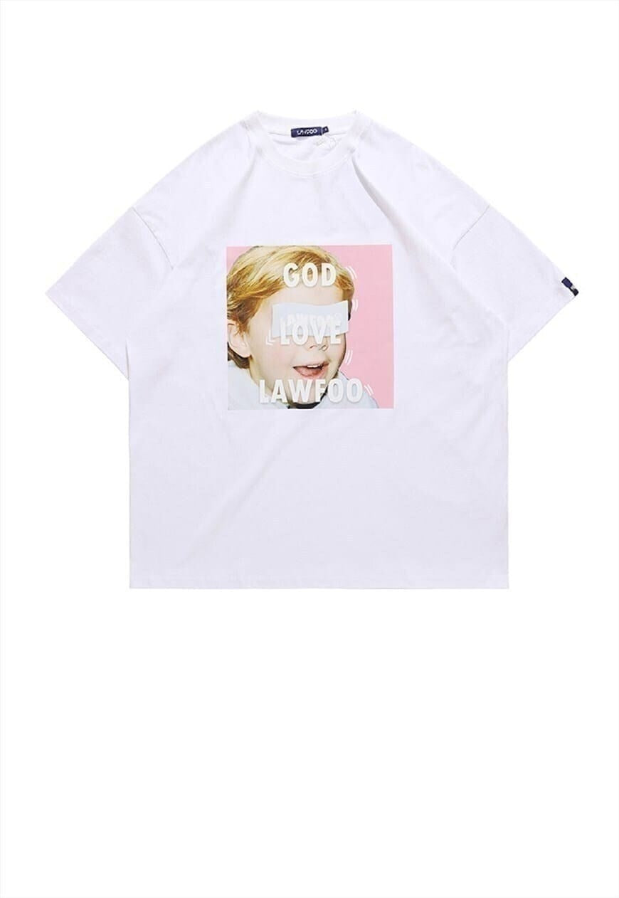 God loves t-shirt grunge tee skater child top in Black