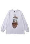 Rapper t-shirt old grunge print long tee hip-hop top white