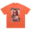 Grunge t-shirt raver print tee retro poster top in orange