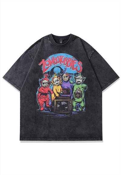 Teletubbies t-shirt Halloween cartoon tee retro creepy top