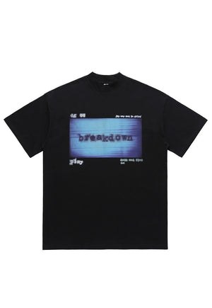 Punk print t-shirt gorpcore tee utility top in black