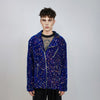 Sequin biker jacket purple blue glitter bomber sparkle night club coat party blazer glam rock overcoat fancy dress embellished going out top