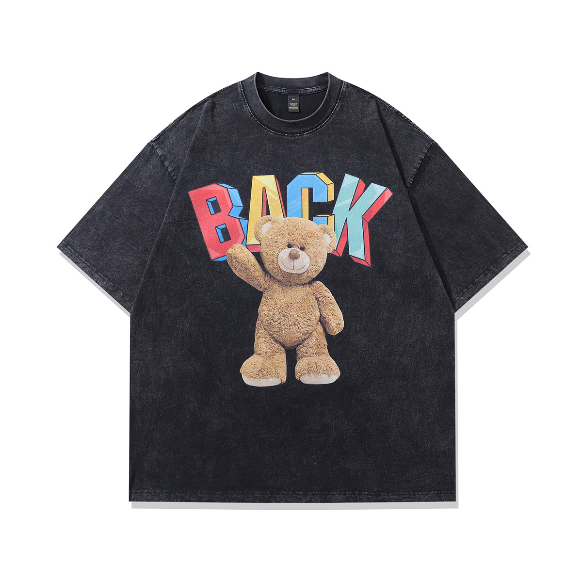 Teddy t-shirt bear print tee cute cartoon y2k top in vintage grey