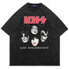 Vintage Kiss band t-shirt vintage wash retro rocker tee punk top metalcore jumper punk pullover in acid grey