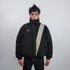 Utility bomber jacket striped puffer gorpcore coat techno varsity punk coat grunge jacket in black