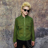 Letter print aviator jacket retro jacquard bomber in green