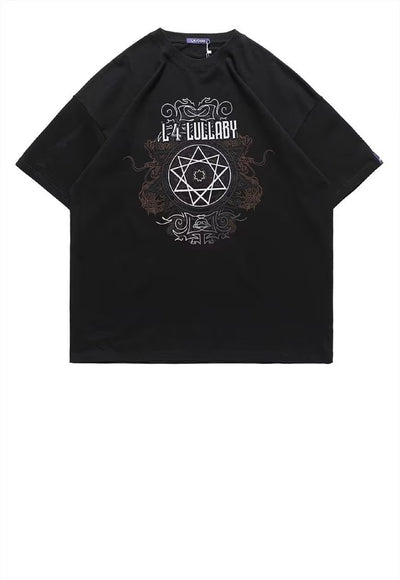 Pentagram t-shirt punk star tee Gothic slogan top in black