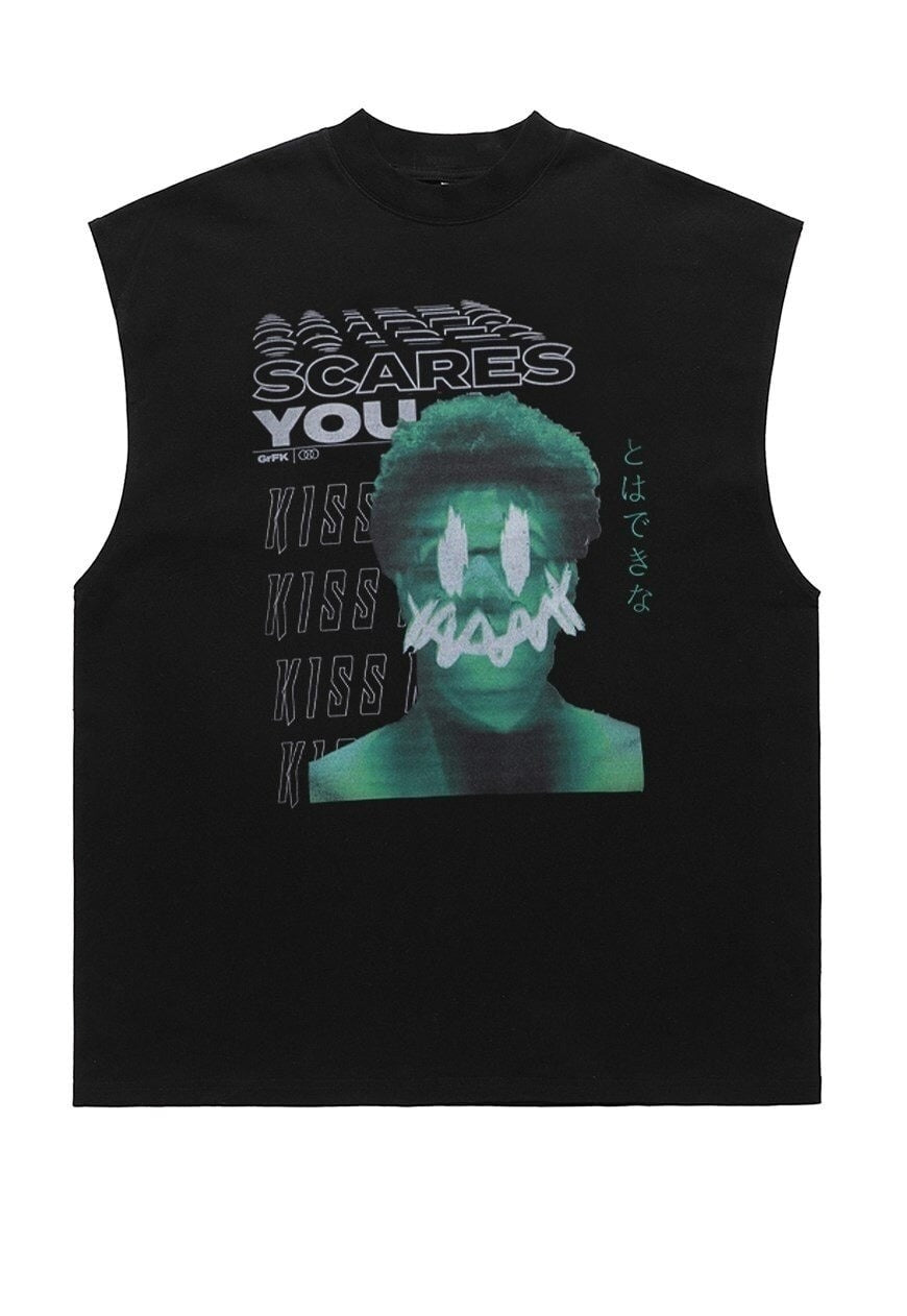 Cyber punk sleeveless t-shirt grunge tank top surfer vest