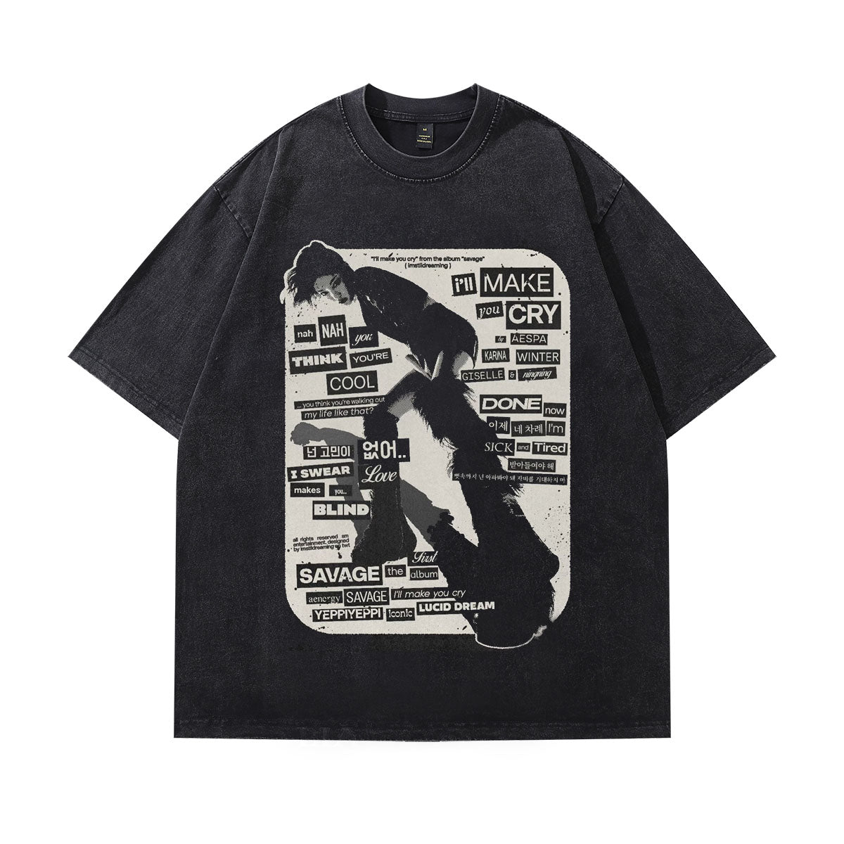 Y2K grunge t-shirt raver print tee retro cyber girl top in vintage grey