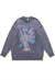 Anime girl sweater Manga knit distressed Kawaii jumper grey