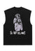 Jesus print tank top surfer vest retro sleeveless t-shirt