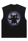 Devil print tank top surfer vest retro sleeveless t-shirt