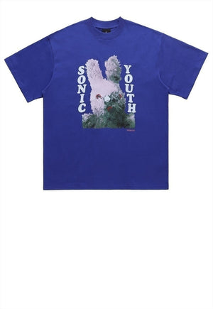 Grunge bunny print t-shirt psychedelic tee sonic youth top