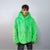 Hooded neon faux fur jacket shaggy coat bright raver bomber fluffy trench winter fleece festival jacket burning man overcoat in green