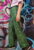 Aztec print joggers thin abstract raver overalls in green