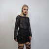 Transparent sequin top black embellished mesh sweatshirt sheer blouse shiny glam catwalk jumper party see-through top festival glitter tee