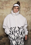 Grunge fleece bomber handmade Gothic zebra jacket in white