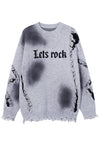 Ripped rocker sweater grey tie-dye jumper paint splatter