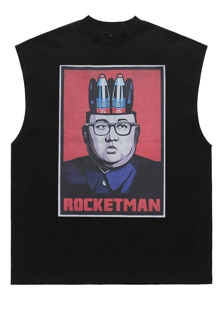 Rocket man tank top surfer vest retro sleeveless t-shirt