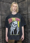 Skeleton tshirt premium vintage wash death tee in acid grey