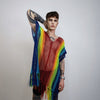 Rainbow mesh top Gay pride sweater rave poncho transparent jumper LGBT see-through blouse carnival sweatshirt crochet t-shirt in multi