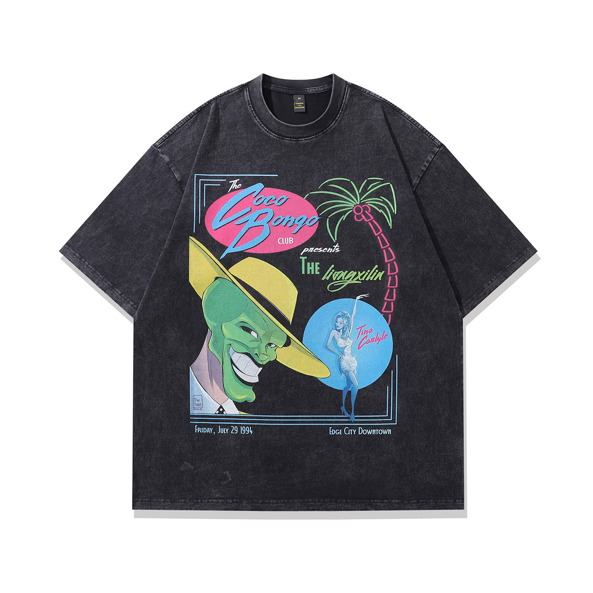 Mask movie t-shirt vintage green face tee retro cartoon top in vintage grey