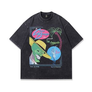 Mask movie t-shirt vintage green face tee retro cartoon top in vintage grey