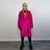 Neon faux fur longline coat shaggy trench bright raver bomber fluffy winter fleece festival jacket burning man coat in fuchsia pink