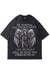 Knight print t-shirt medieval tee grunge angel top acid grey