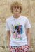 Rainbow print t-shirt monster graffiti tee in white