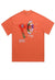 Horn print t-shirt grunge tee retro raver top in orange