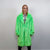 Neon faux fur longline coat shaggy trench bright raver bomber fluffy winter fleece festival jacket burning man coat in green