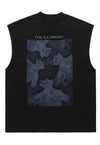 Ghosts print tank top surfer vest retro sleeveless t-shirt