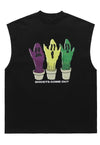 Ghosts print tank top surfer vest retro sleeveless t-shirt