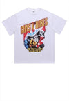 America print t-shirt guns and roses tee rocker top in white