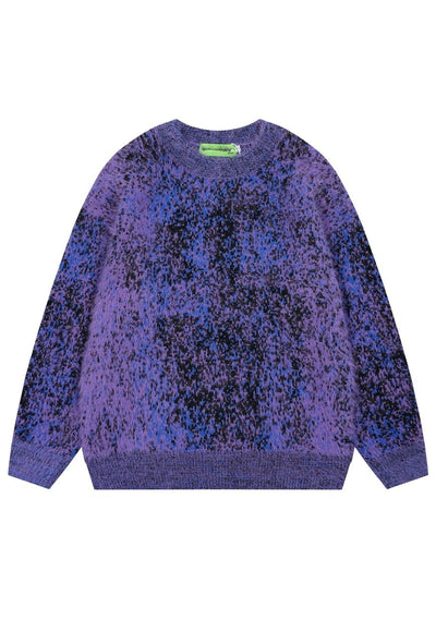 Abstract print sweater purple psychedelic fluffy rave jumper