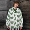 Heart fleece coat handmade 2in1 hood emoji trench jacket