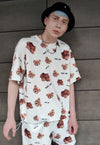 Decapitated teddy t-shirt handmade edgy bear print tee white