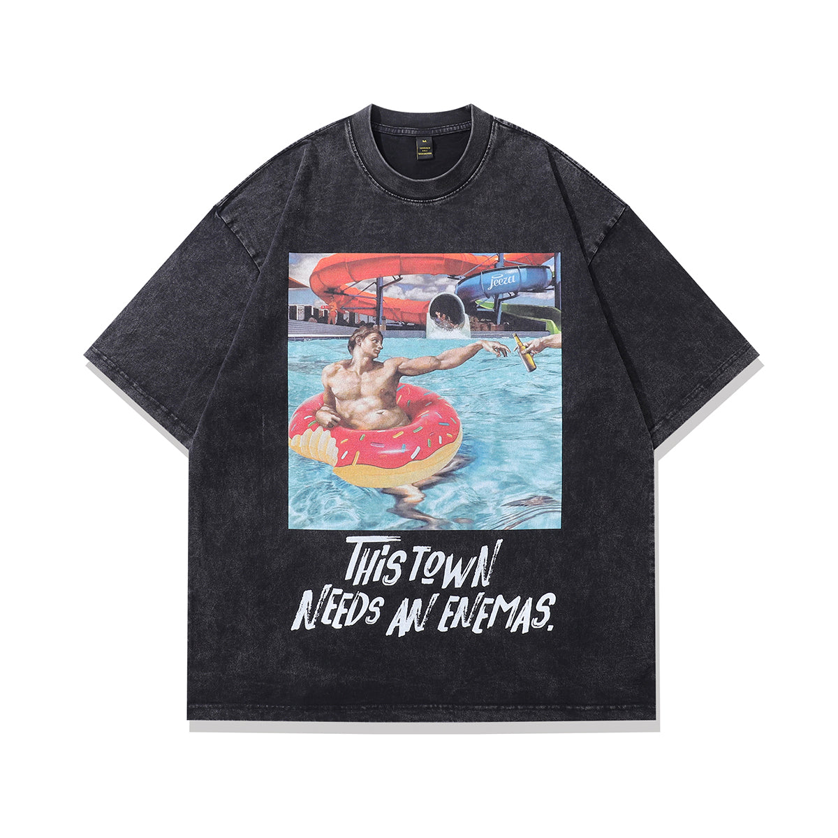 Holiday t-shirt party monster tee Y2k raver top in vintage grey