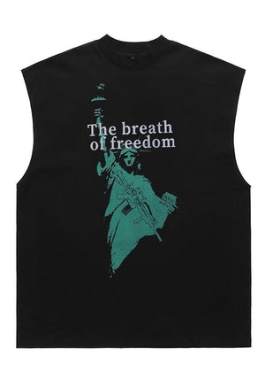 Statue of liberty tank top surfer vest sleeveless USA tshirt