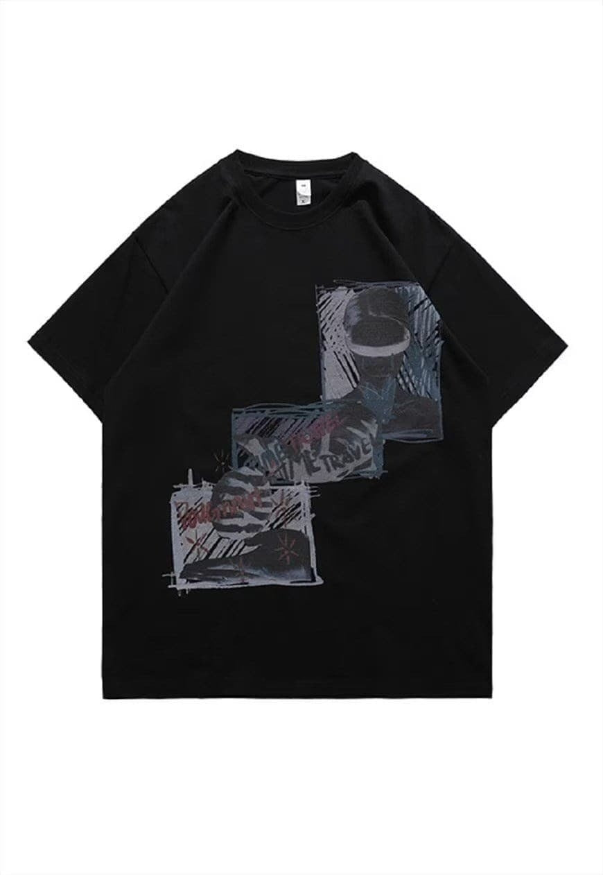 BDSM print t-shirt grunge tee Gothic slogan top in black