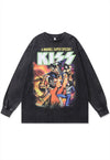 Vintage metal band t-shirt long sleeve rocker top grunge tee