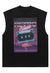 Cassette print tank top surfer vest retro sleeveless t-shirt