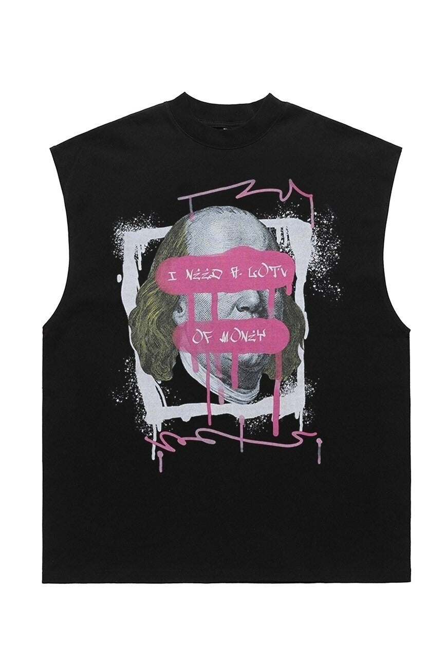 Da Vinci tank top surfer vest retro sleeveless t-shirt black